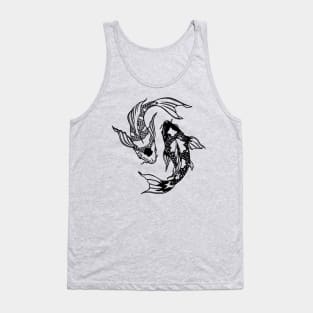 Yin Yang Koi Carp Fish Illustration Tattoo Style Tank Top